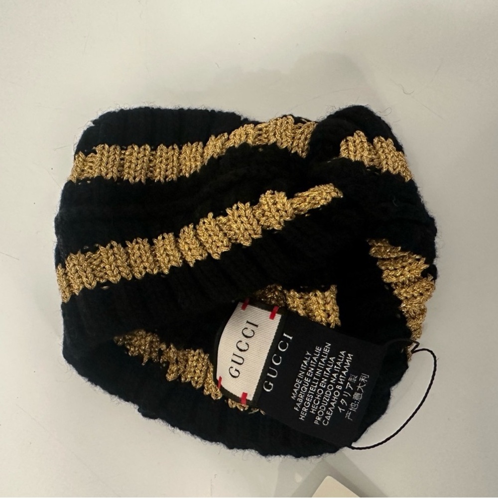 Gucci Women's Black and Gold Striped Headband